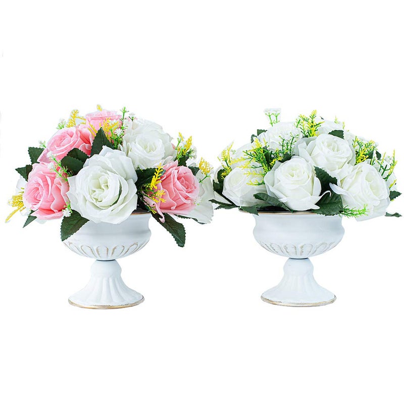 Lanlong 2 Pieces Household Metal Flower Vase Wedding Centerpiece Decor Retro Vases - Image 1